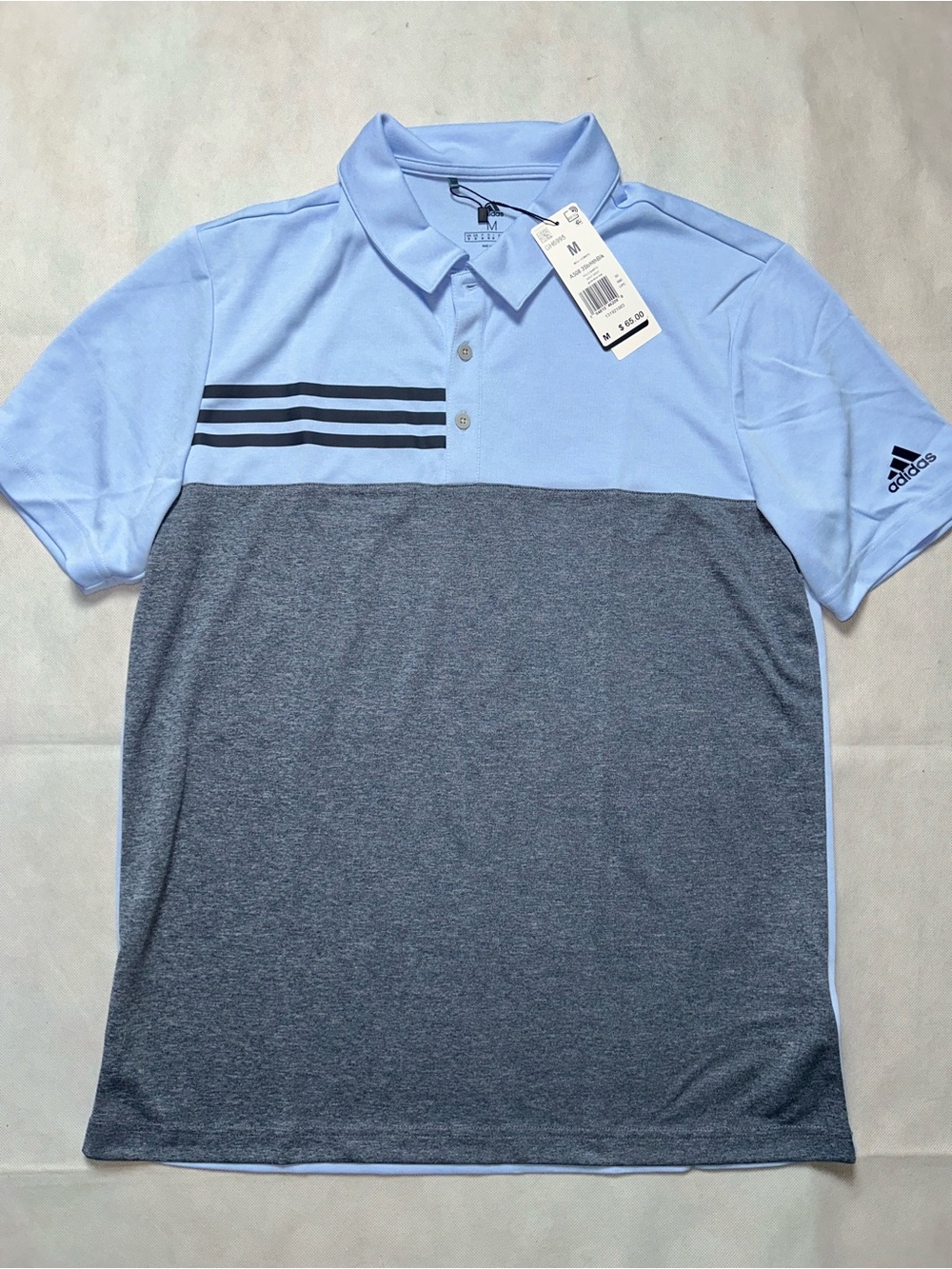Adidas blue and grey short sleeve polo shirt size medium NWT